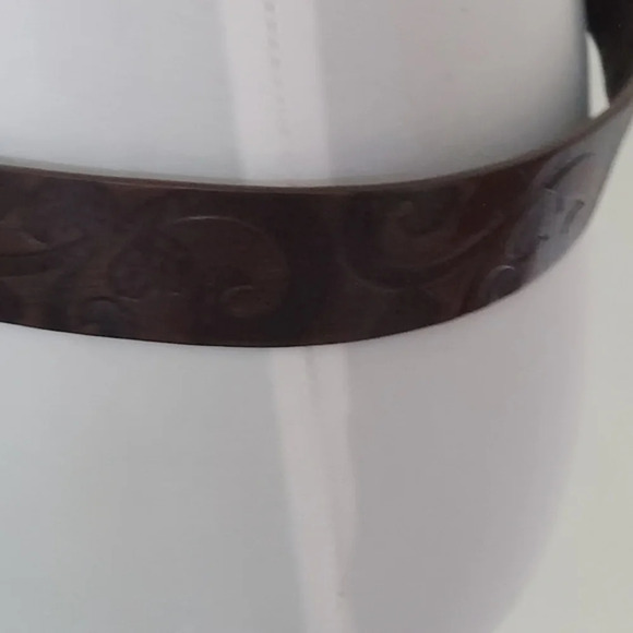 Brighton Dark Brown Handtooled Leather Belt with Silver Heart Oval Buckle - Picture 4 of 15